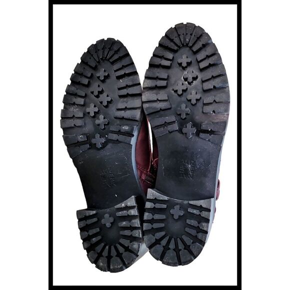 Naturalizer Tia Ankle Combat Boots Lug Sole Zipper Lace Up Burgundy Maroon 9.5 - Picture 12 of 14